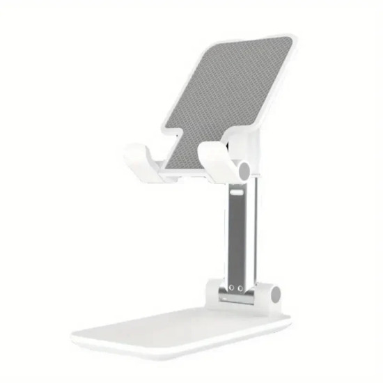 Height Adjustable Mobile Phone Stand - Universal Desktop Holder for iPhone, Xiaomi, Android - White