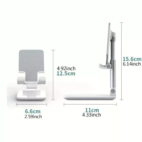 Height Adjustable Mobile Phone Stand - Universal Desktop Holder for iPhone, Xiaomi, Android - White