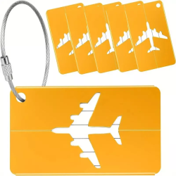 5-Pack Gold Aluminium Luggage Tags | Durable Travel Bag Labels for Suitcases and Backpacks