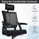 Ergonomic Office Desk Chair with Adjustable Headrest, Lumbar Support & Armrests - Black Computer Chair Ergonomic Office Desk Chair with Adjustable Headrest, Lumbar Support & Armrests - Black Computer Chair