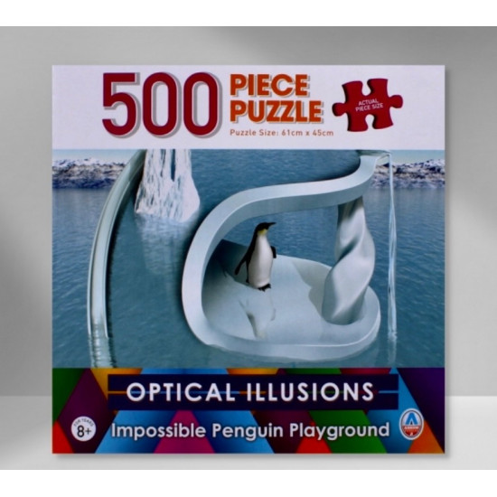 Optical Illusions 500-Piece Jigsaw - Impossible Penguin Playground