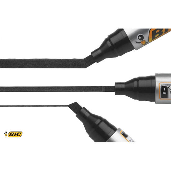 BIC 2300 Black Permanent Marker - Chisel Tip (Thick)