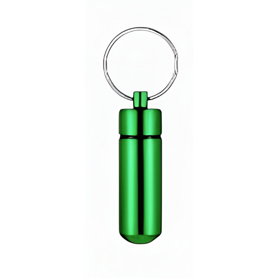 Aluminium Pill Box Keyring (Green)