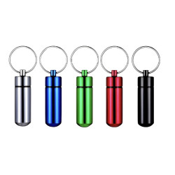 5 x Aluminium Pill Box Keyrings