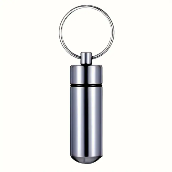 Aluminium Pill Box Keyring (Silver)