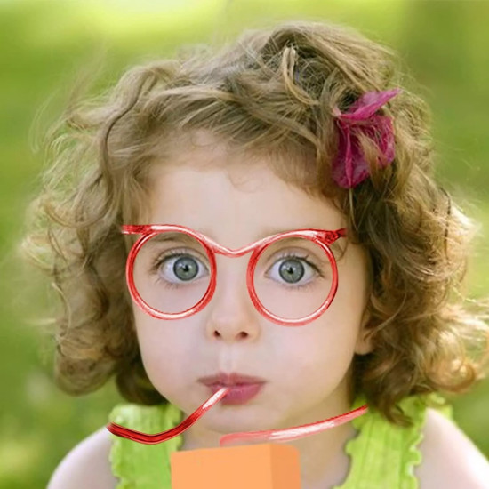 Silly Drinking Straw Glasses - Reusable Clear Bendy Straws for Kids Party Fun Silly Drinking Straw Glasses - Reusable Clear Bendy Straws for Kids Party Fun