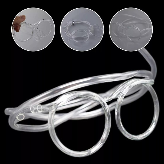 Silly Drinking Straw Glasses - Reusable Clear Bendy Straws for Kids Party Fun Silly Drinking Straw Glasses - Reusable Clear Bendy Straws for Kids Party Fun
