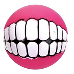 Smiley Teeth Dog Ball - Pink