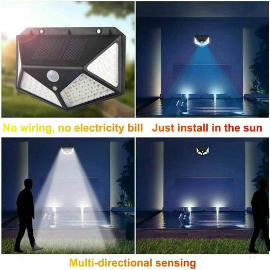 LED Solar Lights | Sensor Wall Lights -| Outdoor IP65 Waterproof Security Light 100 LEDs (4 Pack)