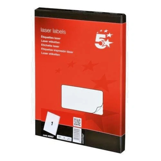 White Sticky Printer Labels - 1 Per Sheet A4 (199.6 x 289.1mm) - Pack of 100 for Laser and Inkjet Printers White Sticky Printer Labels - 1 Per Sheet A4 (199.6 x 289.1mm) - Pack of 100 for Laser and Inkjet Printers
