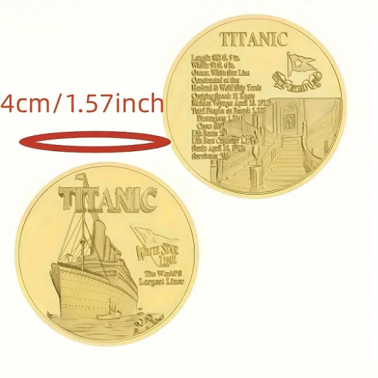 Titanic Golden Commemorative Coin - Collectors Nautical Coin with Ship Design Titanic Golden Commemorative Coin - Collectors Nautical Coin with Ship Design