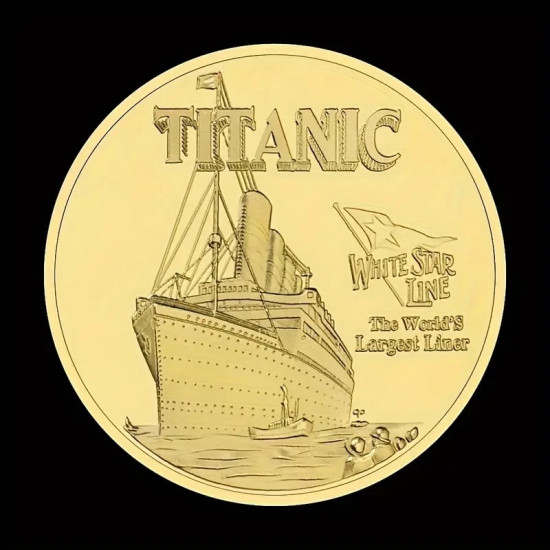 Titanic Golden Commemorative Coin - Collectors Nautical Coin with Ship Design Titanic Golden Commemorative Coin - Collectors Nautical Coin with Ship Design