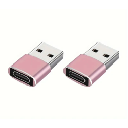 2 x USB-C to USB Adapters - Pink