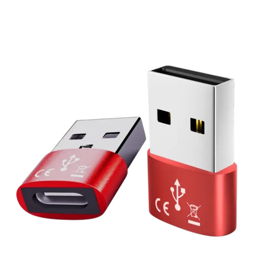 2 x USB-C to USB Adapters - Red
