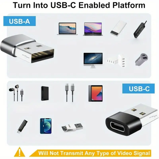 2 x USB-C to USB Adapters - Black 