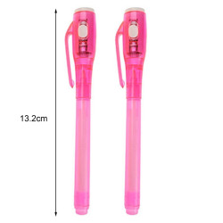 2x Pink UV Secret Ink Spy Pens - Invisible Ink Marker with UV Light for Kids