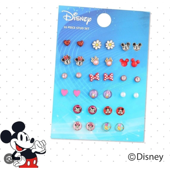 Disney Girls Earring Set - 16-Piece Mickey & Minnie Mouse Studs | Official Licensed Jewellery Disney Girls Earring Set - 16-Piece Mickey & Minnie Mouse Studs | Official Licensed Jewellery
