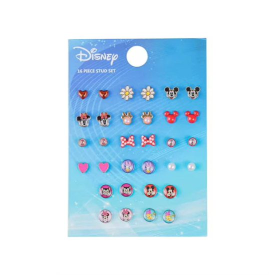 Disney Girls Earring Set - 16-Piece Mickey & Minnie Mouse Studs | Official Licensed Jewellery Disney Girls Earring Set - 16-Piece Mickey & Minnie Mouse Studs | Official Licensed Jewellery
