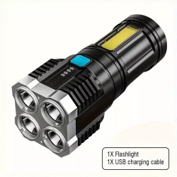 30 x USB Rechargeable 4-LED Torch with COB Side Light